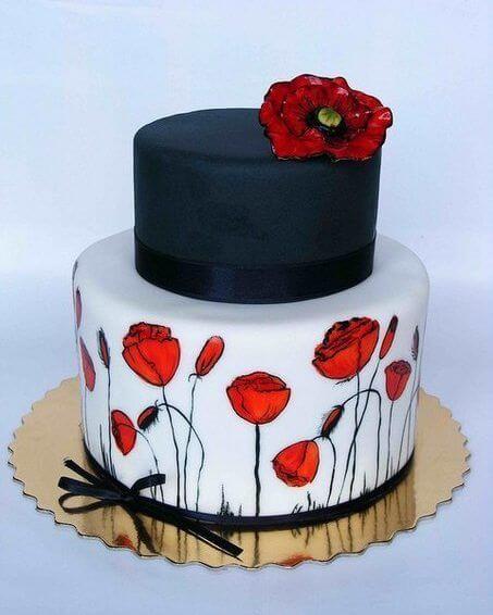 Торт красные цветы